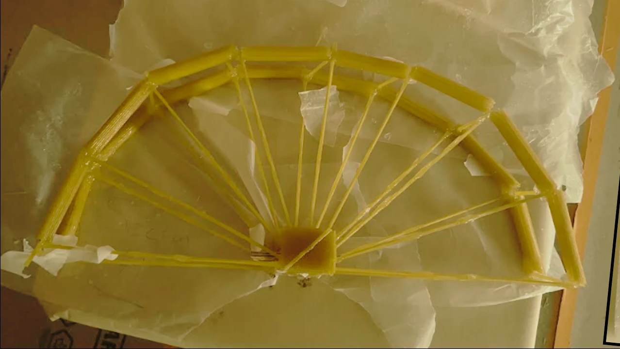 Finished pasta bridge, photographed on the work table with brightness and color adjusted