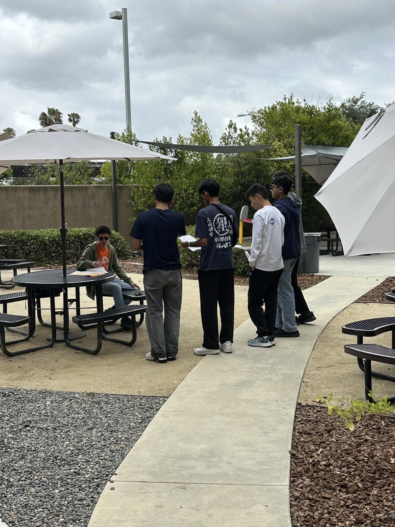Team meeting outdoors